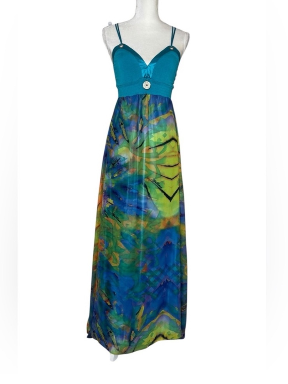 Apple Bottoms Y2K Style Artsy Abstract Sundress Maxi Dress Medium